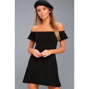Kiss Keeper Black Off-the-Shoulder Swing Dress